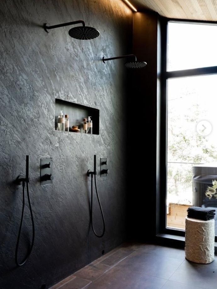 6 Black Color Microcement Bathroom